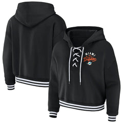 Miami Dolphins WEAR by Erin Andrews Women's Lace-Up Pullover Hoodie - Black - NFL