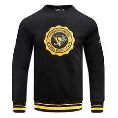 Pittsburgh Penguins Pro Standard Crest Emblem Pullover Sweatshirt - Black | NHL Clearance