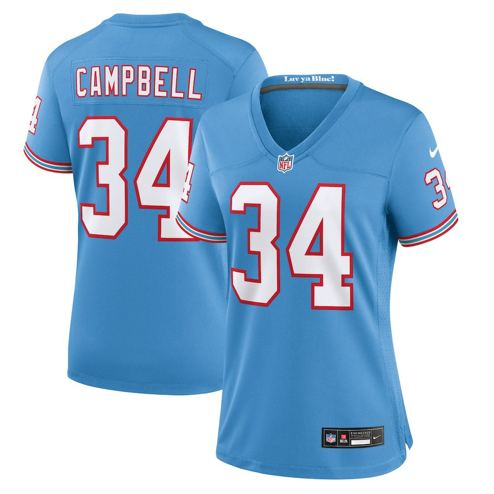 Earl Campbell Tennessee Titans Women's Oilers Throwback Retired Player Game Jersey - Light Blue - Nike