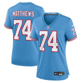 Bruce Matthews Tennessee Titans Women's Oilers Throwback Retired Player Game Jersey - Light Blue - Nike