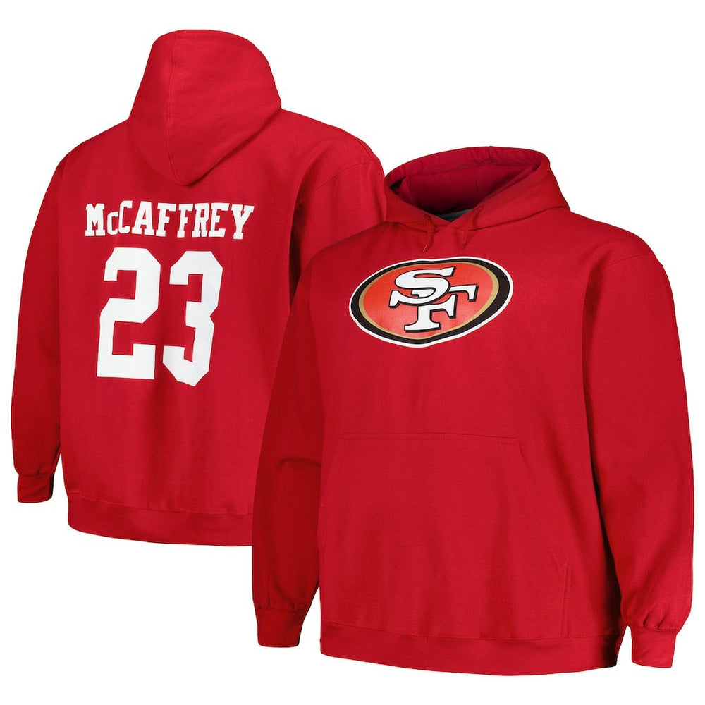 Christian McCaffrey San Francisco 49ers Big & Tall Fleece Name & Number Pullover Hoodie - Scarlet - Fanatics