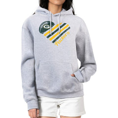 Green Bay Packers G-III 4Her by Carl Banks Women's Heart Graphic Fleece Pullover Hoodie - Heather Gray - NFL