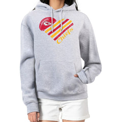 Kansas City Chiefs G-III 4Her by Carl Banks Women's Heart Graphic Fleece Pullover Hoodie - Heather Gray - NFL