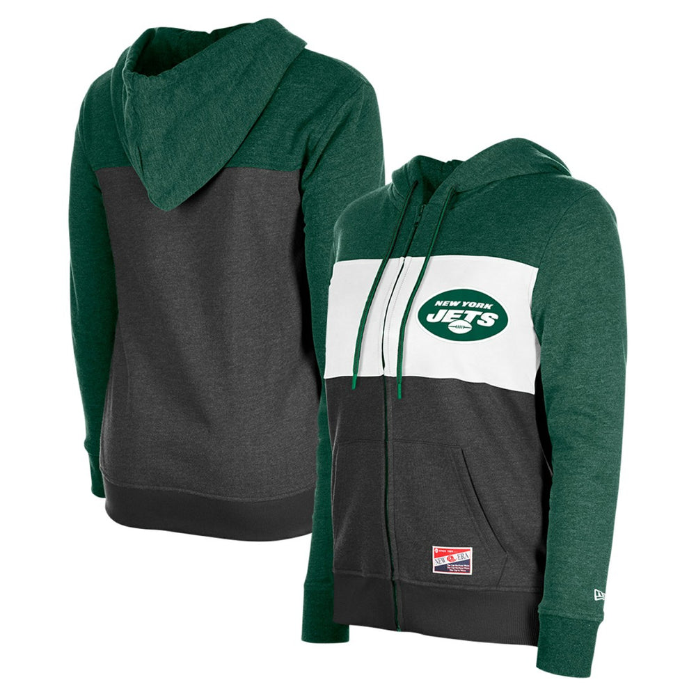 New York Jets New Era Women's Color-Block Full-Zip Hoodie - Green - NFL