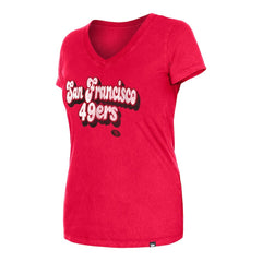 San Francisco 49ers New Era Women's Enzyme Wash Low V-Neck T-Shirt - Scarlet - NFL