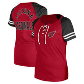 Arizona Cardinals New Era Women's Lace-Up Raglan T-Shirt - Cardinal - NFL