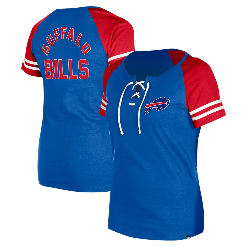 Buffalo Bills New Era Women's Lace-Up Raglan T-Shirt - Royal - NFL