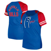Buffalo Bills New Era Women's Lace-Up Raglan T-Shirt - Royal - NFL