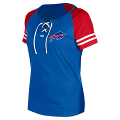 Buffalo Bills New Era Women's Lace-Up Raglan T-Shirt - Royal - NFL