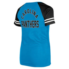 Carolina Panthers New Era Women's Lace-Up Raglan T-Shirt - Blue - NFL