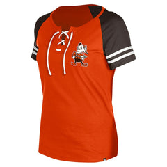 Cleveland Browns New Era Women's Throwback Lace-Up Raglan T-Shirt - Orange - NFL