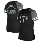 Las Vegas Raiders New Era Women's Lace-Up Raglan T-Shirt - Black - NFL