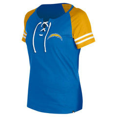 Los Angeles Chargers New Era Women's Lace-Up Raglan T-Shirt - Powder Blue - NFL