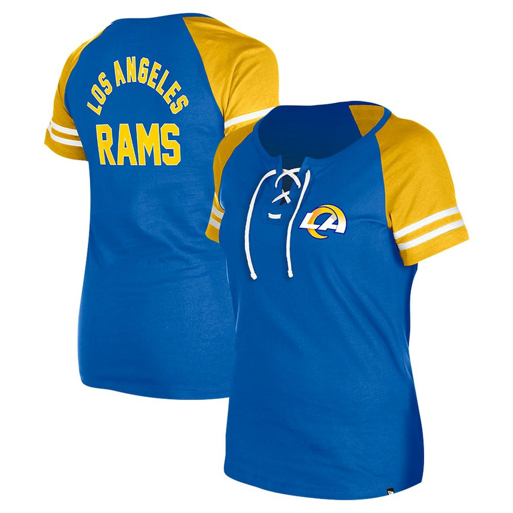 Los Angeles Rams New Era Women's Lace-Up Raglan T-Shirt - Royal - NFL