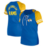 Los Angeles Rams New Era Women's Lace-Up Raglan T-Shirt - Royal - NFL
