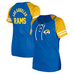 Los Angeles Rams New Era Women's Lace-Up Raglan T-Shirt - Royal - NFL