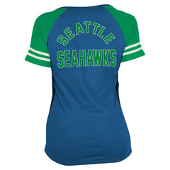 Seattle Seahawks New Era Women's Throwback Lace-Up Raglan T-Shirt - Royal - NFL