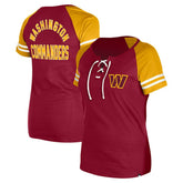 Washington Commanders New Era Women's Lace-Up Raglan T-Shirt - Burgundy - NFL