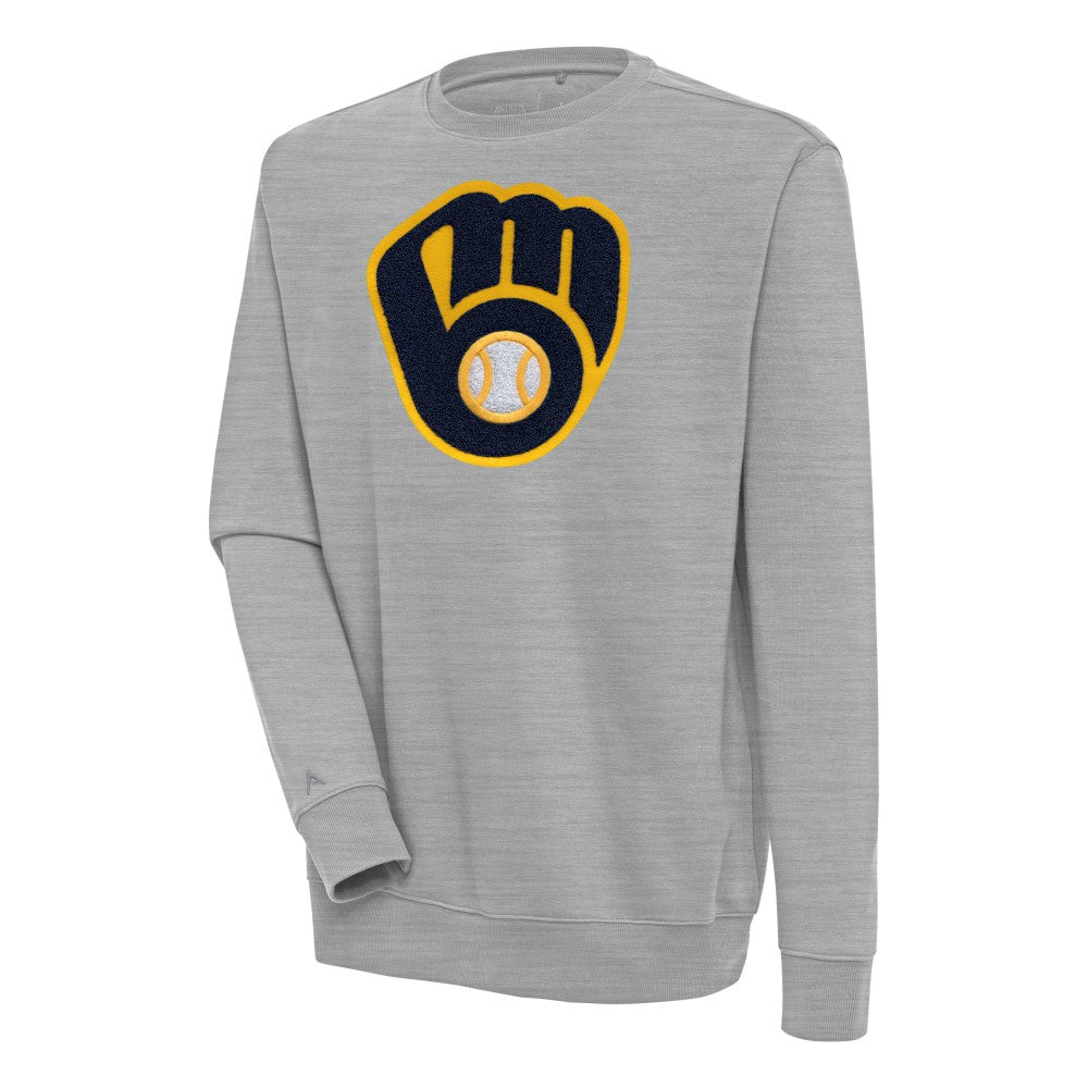 Milwaukee Brewers Antigua Victory Crewneck Chenille Pullover Sweatshirt for sale