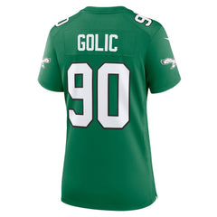 Mike Golic Philadelphia Eagles Women's Alternate Game Jersey - Kelly Green - Nike