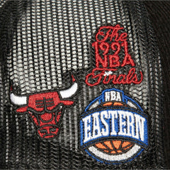 Mitchell & Ness Chicago Bulls Times Up Classic Script Cord Trucker Hat Black