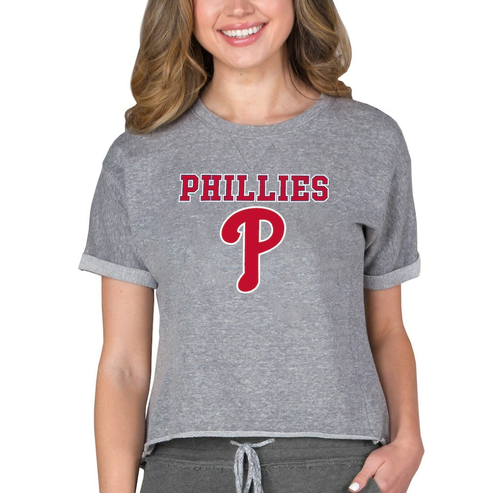 Philadelphia Phillies Concepts Sport Women's Tri-Blend Mainstream Terry Short Sleeve Sweatshirt Top Online
