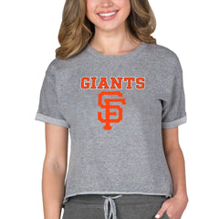 San Francisco Giants Concepts Sport Women's Tri-Blend Mainstream Terry Short Sleeve Sweatshirt Top for sale