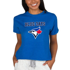 Toronto Blue Jays Concepts Sport Women's Tri-Blend Mainstream Terry Short Sleeve Sweatshirt Top Discount