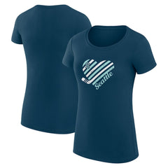 Seattle Kraken G-III 4Her by Carl Banks Women's Super-Slim Fit Lightweight Heart T-Shirt - Navy | NHL Clearance
