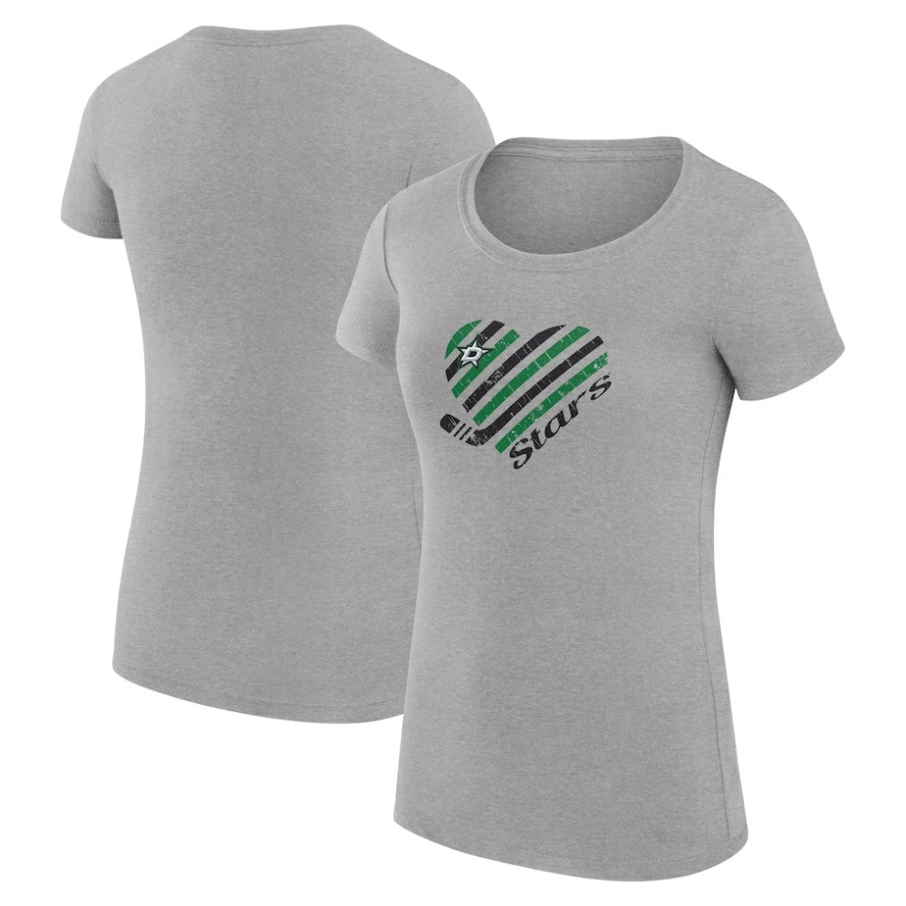 Dallas Stars G-III 4Her by Carl Banks Women's Super-Slim Fit Lightweight Heart T-Shirt - Heather Gray | NHL Lifestyle