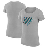 San Jose Sharks G-III 4Her by Carl Banks Women's Super-Slim Fit Lightweight Heart T-Shirt - Heather Gray | NHL Lifestyle