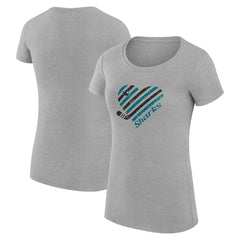 San Jose Sharks G-III 4Her by Carl Banks Women's Super-Slim Fit Lightweight Heart T-Shirt - Heather Gray | NHL Lifestyle