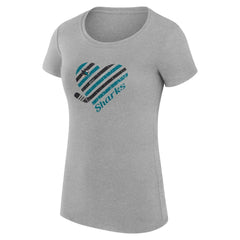 San Jose Sharks G-III 4Her by Carl Banks Women's Super-Slim Fit Lightweight Heart T-Shirt - Heather Gray | NHL Lifestyle