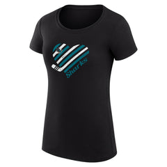 San Jose Sharks G-III 4Her by Carl Banks Women's Super-Slim Fit Lightweight Heart T-Shirt - Black | NHL Lifestyle
