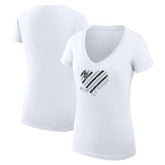 Los Angeles Kings G-III 4Her by Carl Banks Women's Super-Slim Fit Lightweight Heart V-Neck T-Shirt - White | NHL Lifestyle