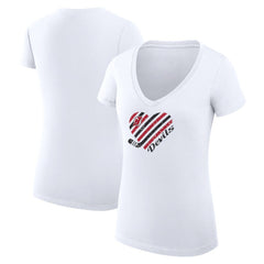 New Jersey Devils G-III 4Her by Carl Banks Women's Super-Slim Fit Lightweight Heart V-Neck T-Shirt - White | NHL near me