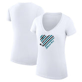San Jose Sharks G-III 4Her by Carl Banks Women's Super-Slim Fit Lightweight Heart V-Neck T-Shirt - White | NHL Clearance