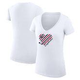 Washington Capitals G-III 4Her by Carl Banks Women's Super-Slim Fit Lightweight Heart V-Neck T-Shirt - White | NHL Lifestyle