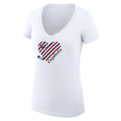 Washington Capitals G-III 4Her by Carl Banks Women's Super-Slim Fit Lightweight Heart V-Neck T-Shirt - White | NHL Lifestyle