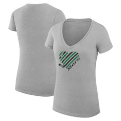 Dallas Stars G-III 4Her by Carl Banks Women's Super-Slim Fit Lightweight Heart V-Neck T-Shirt - Heather Gray | NHL on sale