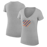 New York Islanders G-III 4Her by Carl Banks Women's Super-Slim Fit Lightweight Heart V-Neck T-Shirt - Heather Gray | NHL Lifestyle