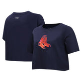 Boston Red Sox Pro Standard Women's Painted Sky Boxy Cropped T-Shirt Sale