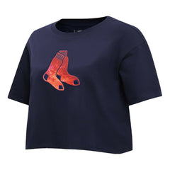 Boston Red Sox Pro Standard Women's Painted Sky Boxy Cropped T-Shirt Sale