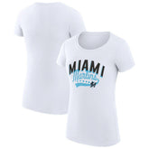 Miami Marlins G-III 4Her by Carl Banks Women's Super-Slim Fit Lightweight Filigree Team T-Shirt for sale