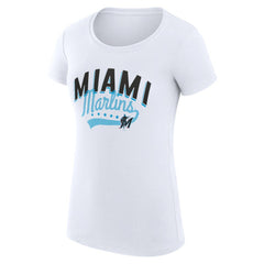 Miami Marlins G-III 4Her by Carl Banks Women's Super-Slim Fit Lightweight Filigree Team T-Shirt for sale