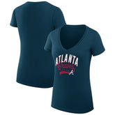 Atlanta Braves G-III 4Her by Carl Banks Women's Super-Slim Fit Lightweight Filigree Team V-Neck T-Shirt Near Me