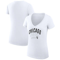 Chicago White Sox G-III 4Her by Carl Banks Women's Super-Slim Fit Lightweight Filigree Team V-Neck T-Shirt Sale