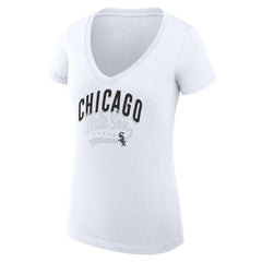 Chicago White Sox G-III 4Her by Carl Banks Women's Super-Slim Fit Lightweight Filigree Team V-Neck T-Shirt Sale