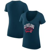 Cleveland Guardians G-III 4Her by Carl Banks Women's Super-Slim Fit Lightweight Filigree Team V-Neck T-Shirt Sale