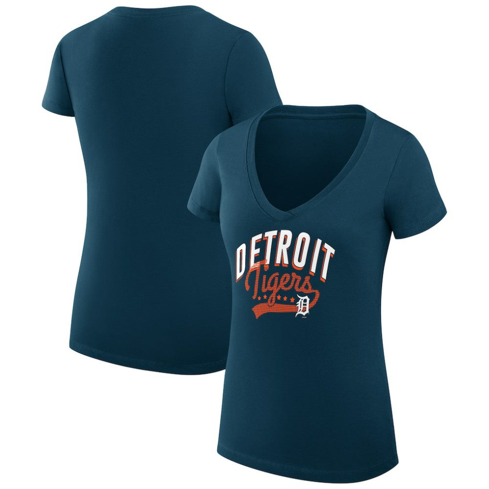 Detroit Tigers G-III 4Her by Carl Banks Women's Super-Slim Fit Lightweight Filigree Team V-Neck T-Shirt Near Me